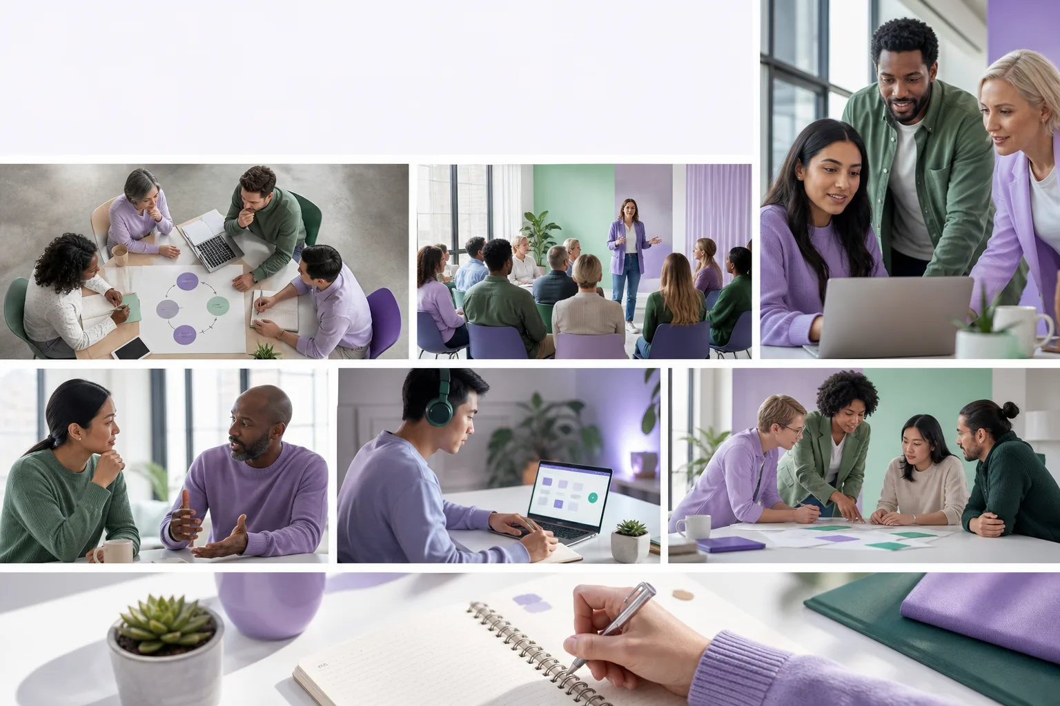 Small group solving a workplace scenario together